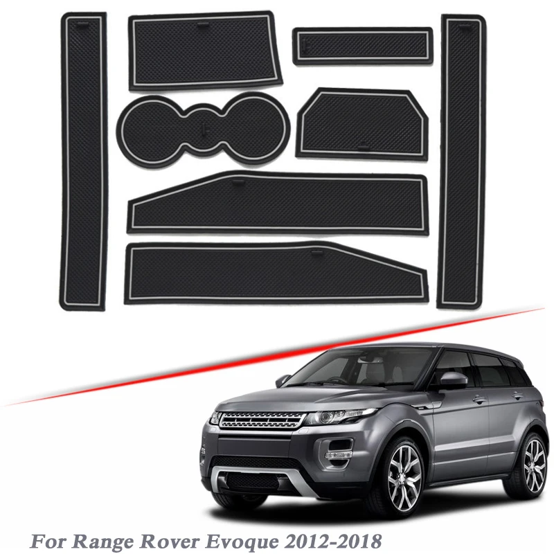 8pcs Car Styling For Range Rover Evoque 2012-2018 Latex Gate slot pad Interior Door Groove Mat Non-slip dust Mat Accessories