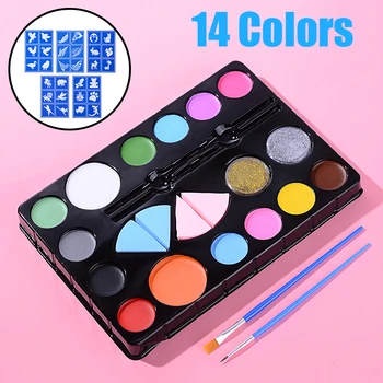 

14 Colors Kids Face Paint Set Safe Child Painting Kit Halloween Make Up Dress Ups Party Stage Makeup Cosplay Role Paly