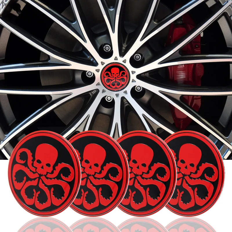 4pcs Octopus Skull Car Steering Wheel Center Sticker Hub Cap Emblem Badge Stickers Symbol For BMW Nissan Styling | Автомобили и