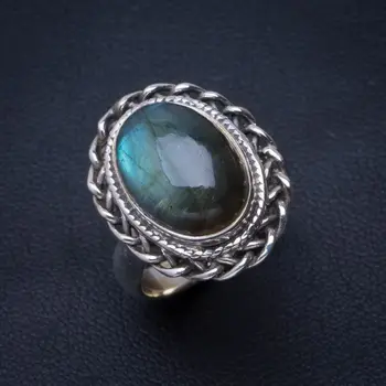 

Natural Blue Fire Labradorite Handmade Unique 925 Sterling Silver Ring 6 B1499