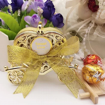 

100pcs gold wedding chocolate box Love carriage baby shower sweet boxes Candy box brithday party gift