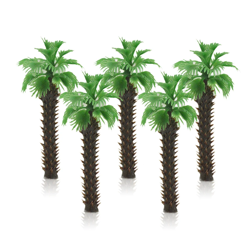 

50pcs 4/6cm model green palm trees toys ABS plastic miniature seashore color plants for diorama tiny sandtable wargame scnenry