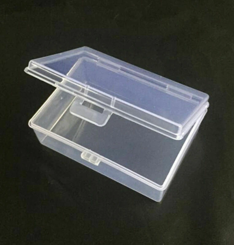 2PCS Small Transparent Plastic Storage Box Clear Square Multipurpose Display VQ