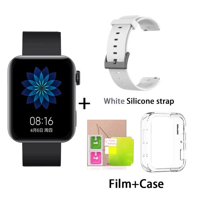 Black n white strap Xiao mi Smart mi часы gps NFC wifi ESIM телефонный звонок браслет Android наручные часы Спорт Bluetooth фитнес монитор сердечного ритма трек - Цвет: Black n white strap
