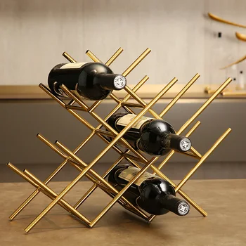 

Electroplating craft light luxury wine rack storage rack high strength welding European style living room creative wine cabinet