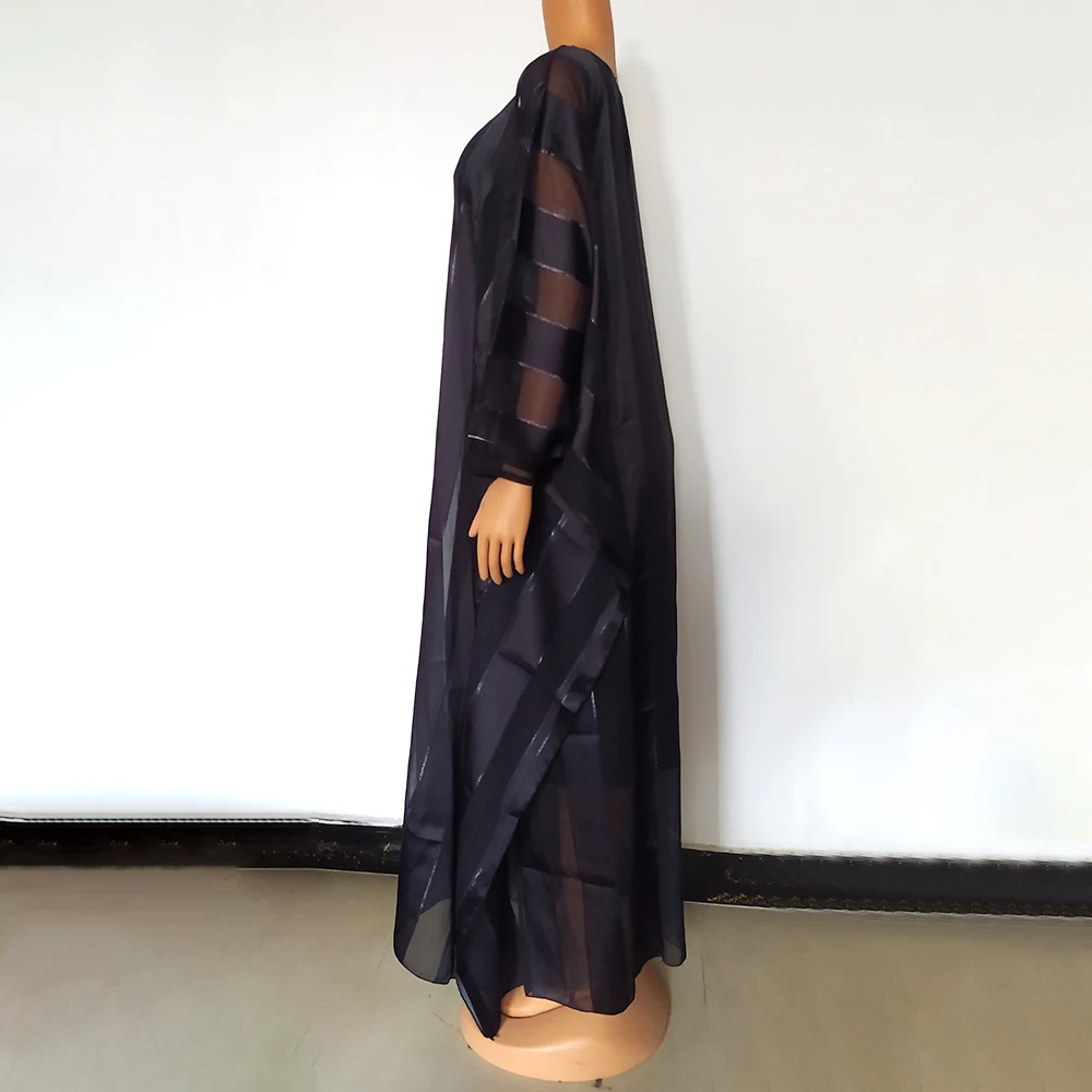 african traditional clothing Abaya Dubai Turkey Islam Muslim Long Maxi Dress Black Striped Patchwork Loose Robe Femme African Dresses For Women african dress style