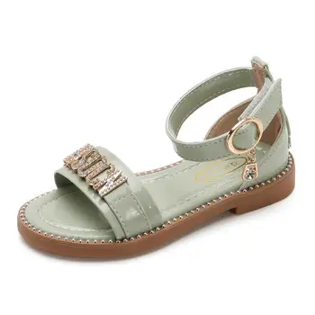 

Summer Kids Shoes New Sweet Baby Girls Pu Sandals Toddler Pearl Single Princess Roman Sandals For Children Girls Green
