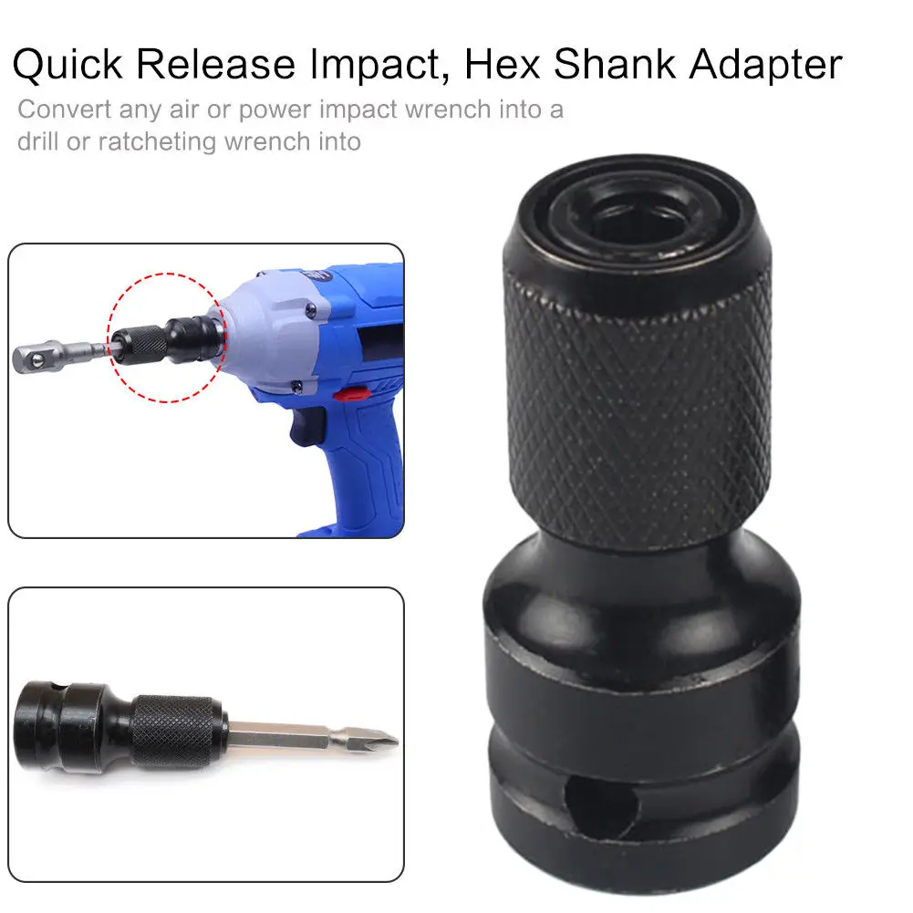 DWZ 1/2   Square to 1/4   Adapter 1/2 Drive to1/4 Hex Shank Socket Adapter Converter