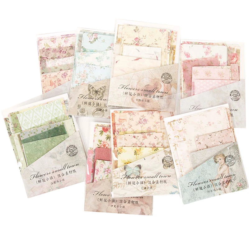 30 Sheets Aesthetics Scrapbook Material Paper Vintage Collage Rice Papers Pack Journal Light