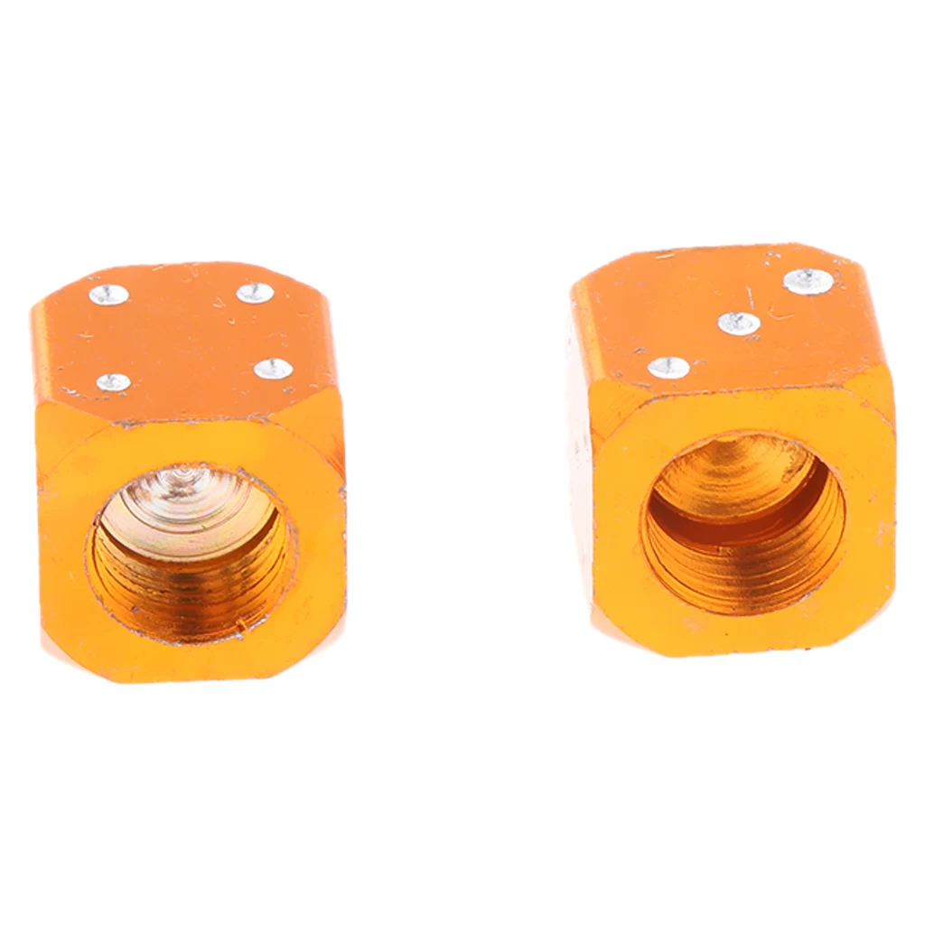 2 Pieces Dice Car Tire/Wheel Valve Stem Caps Air Valve Dust Cap Bike Orange