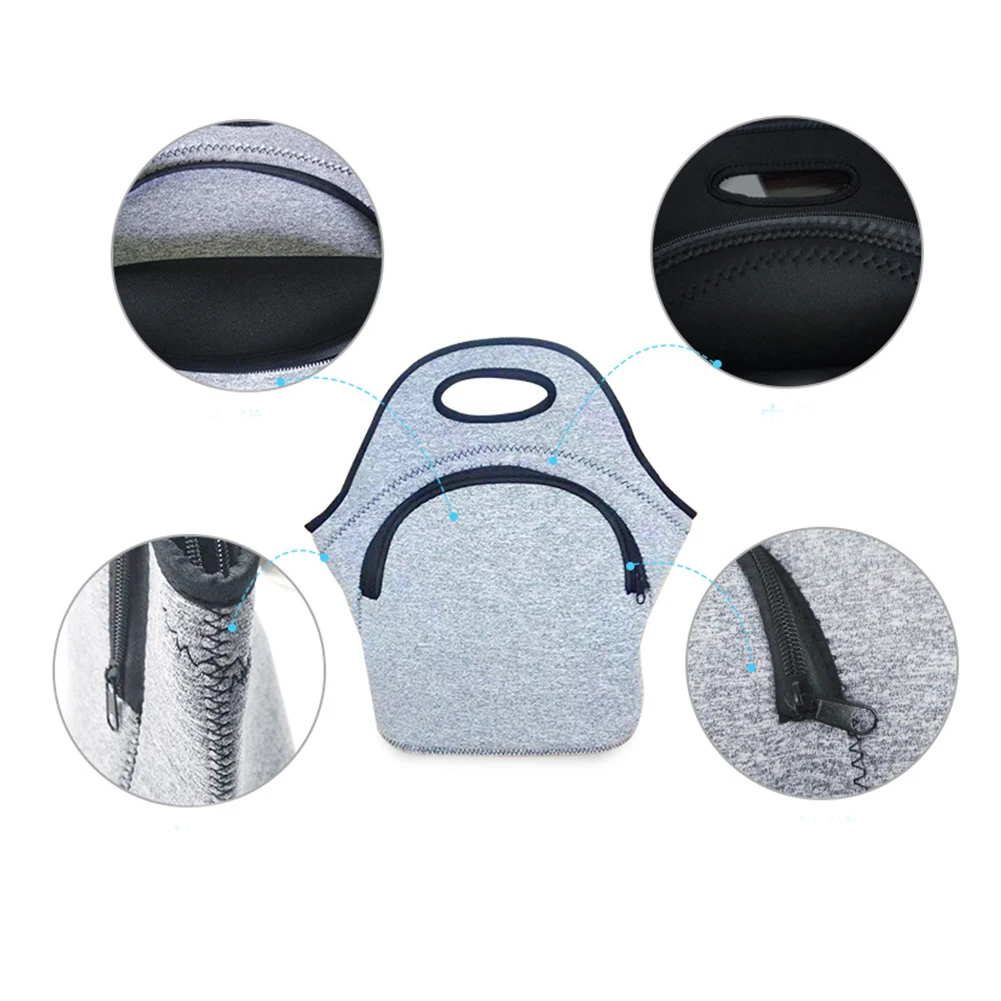 Double Layer Fashionable Portable Food Thermal Insulated Picnic With Zipper Lunch Bag Container Reusable Outdoor Office Adults