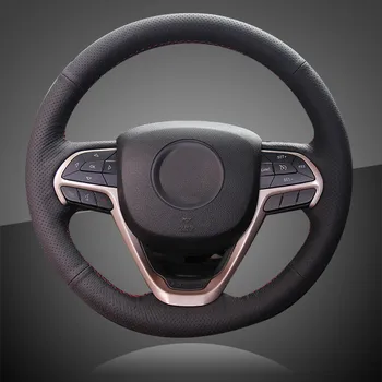 

Car Braid On The Steering Wheel Cover for Jeep Grand Cherokee 2014-2016 Hand Stitching Auto Leather Covers Interior Accessories