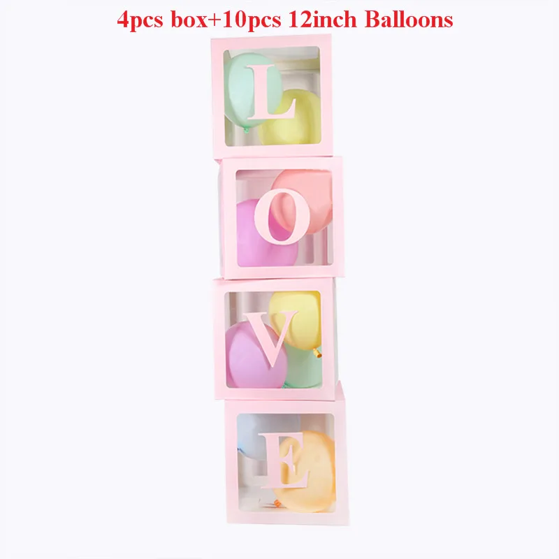 WEIGAO, Большие Детские воздушные шары, прозрачные блоки, картонная коробка для детского душа, подарки для мальчиков девочек, коробка для свадебного декора, коробка для хранения - Цвет: Love Balloon Box C