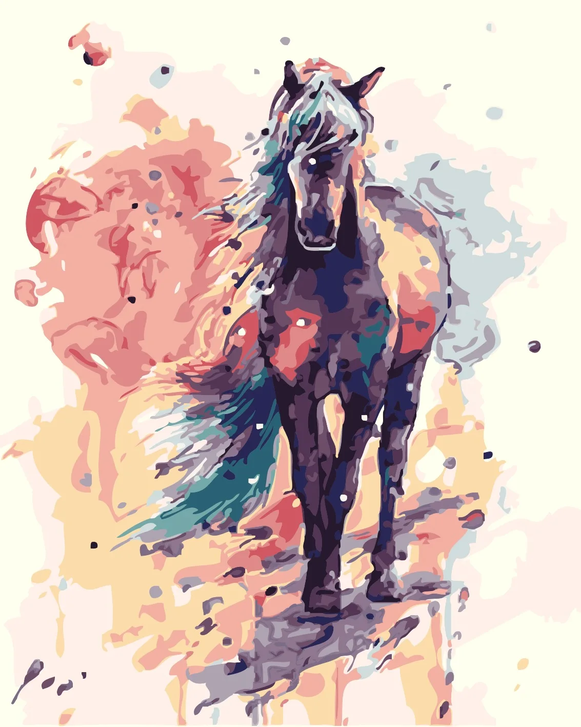 

New Factory Direct DIY Digital Oil Painting Living Room Scenery Hand-Painted Decorative Painting Wholesale 40*50 Colorful Horse