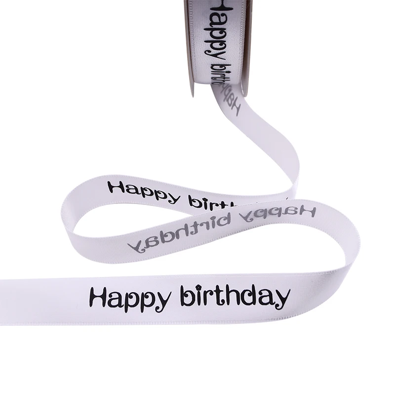 5 м/10 м/20 М лента из полиэстера с принтом на день рождения, украшение на день рождения, лента для упаковки подарков, материал ручной работы - Цвет: white