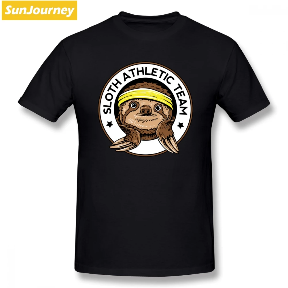 

Slow Sleepy Sloth Men T Shirt Dropshipping Summer Plus Size Cotton Crewneck Short Sleeve Fitness Men