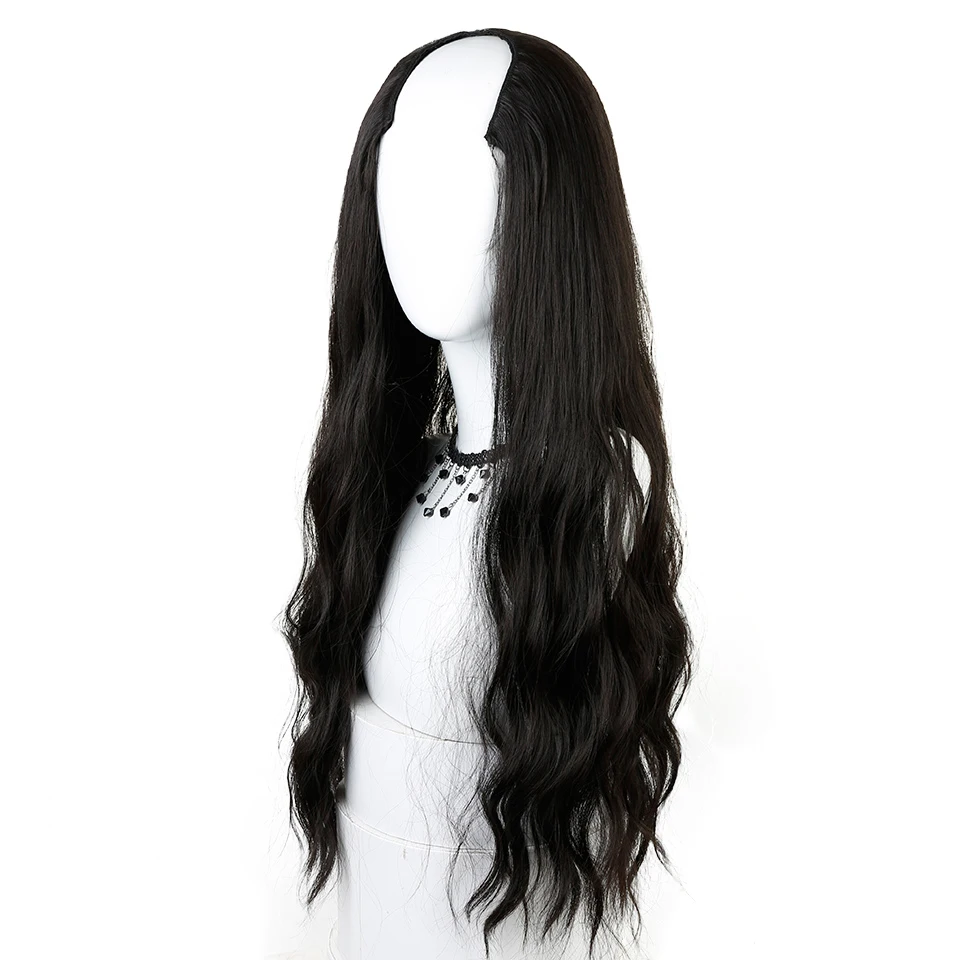 MEIFAN u-образные короткие волнистые парики для женщин 2" зажим для наращивания волос Синтетические натуральные накладные шиньоны невидимый черный парик - Цвет: 2