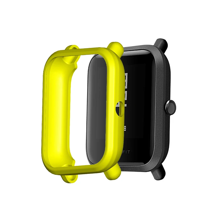 Мягкая термополиуретановая крышка-чехол защитная оболочка для Xiaomi Huami Amazfit Bip Youth/Lite Смарт-часы бампер крышка - Цвет: yellow