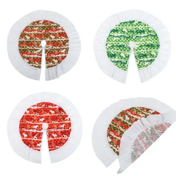 

60CM Christmas Tree Skirt Deer Pattern Cover Decoration Supplies Small Size