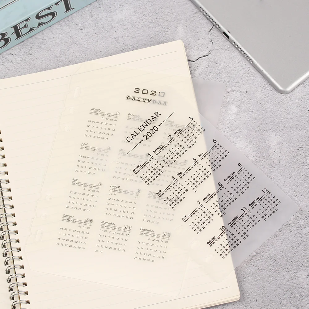 1Pc PP Calendar A5/A6 Loose-leaf 6 Holes Binder Index Divider Separator Stationery For Planner Organizer Notebooks