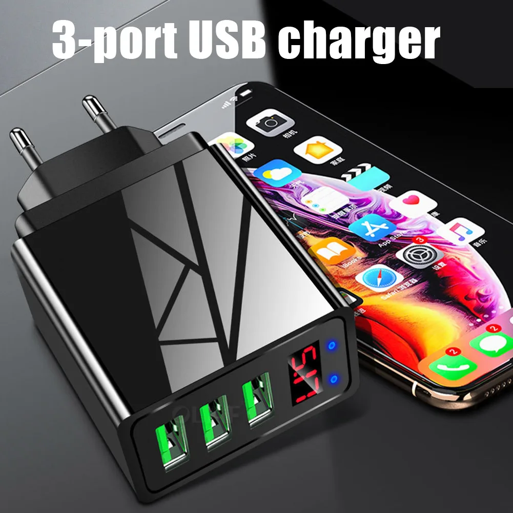 3 порта USB телефон зарядное устройство светодиодный дисплей 3A Быстрая зарядка для iPhone Android VDX99