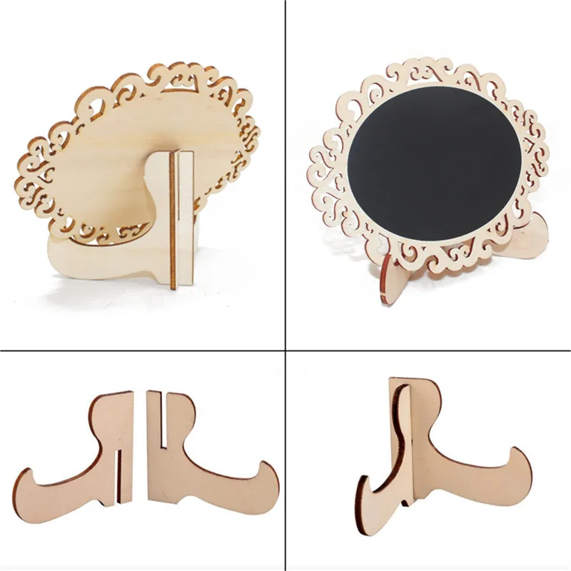 

10pcs Square Oval Shape Small Wood Blackboard Table Number Desktop Decoration Message Blackboard For Wedding Party Decoration