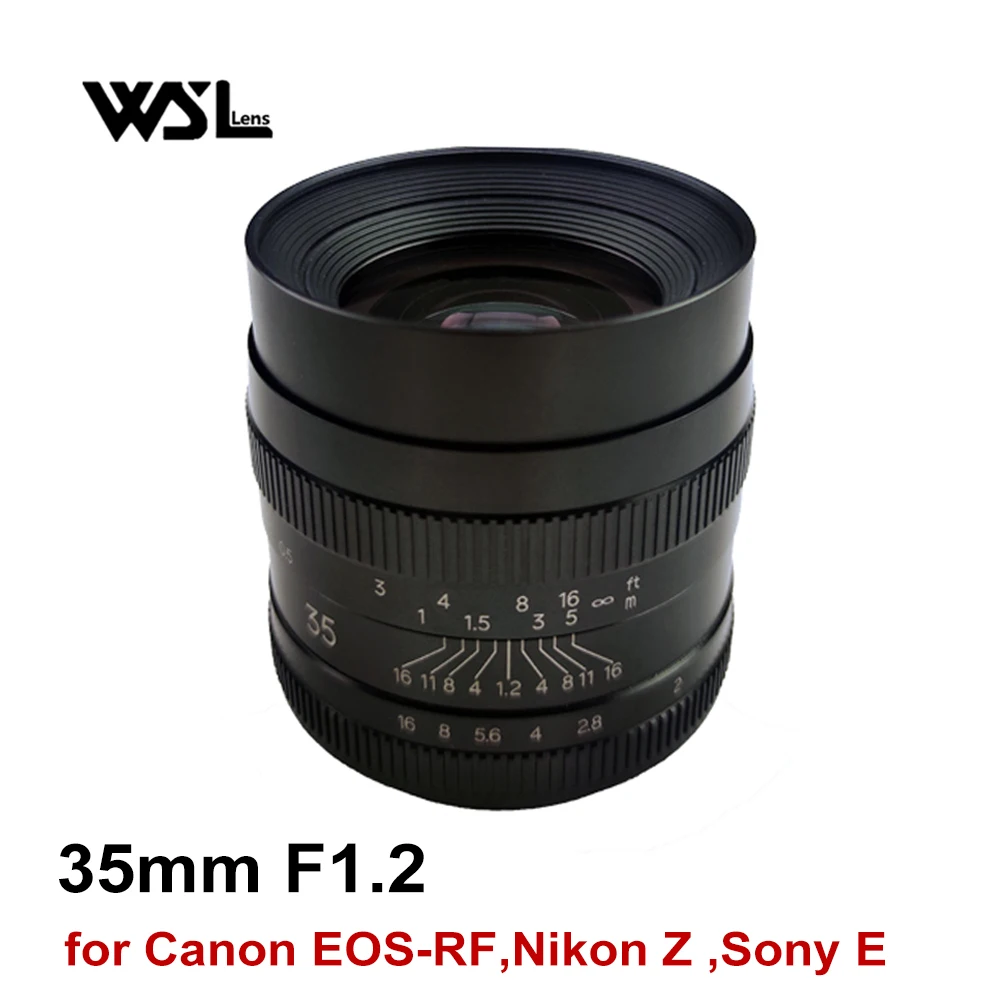 Ширококадровые Объективы WesleyWSL 35 мм F1.2 с ручной фокусировкой и фиксированным