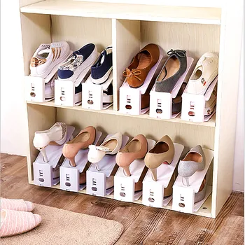 

Shoes Storage Holders and Racks Double Layers Height Adjustable Shoes Storage Rack Minimalist Style Room Organizer for Shoes