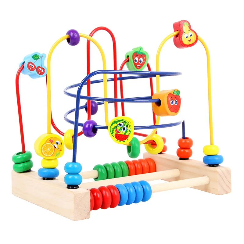 

Educational Bead-stringing Toy Beaded Bracelet Wood & Vegetable Fruit Three-Line Bead-stringing Toy Early Education Center Woode