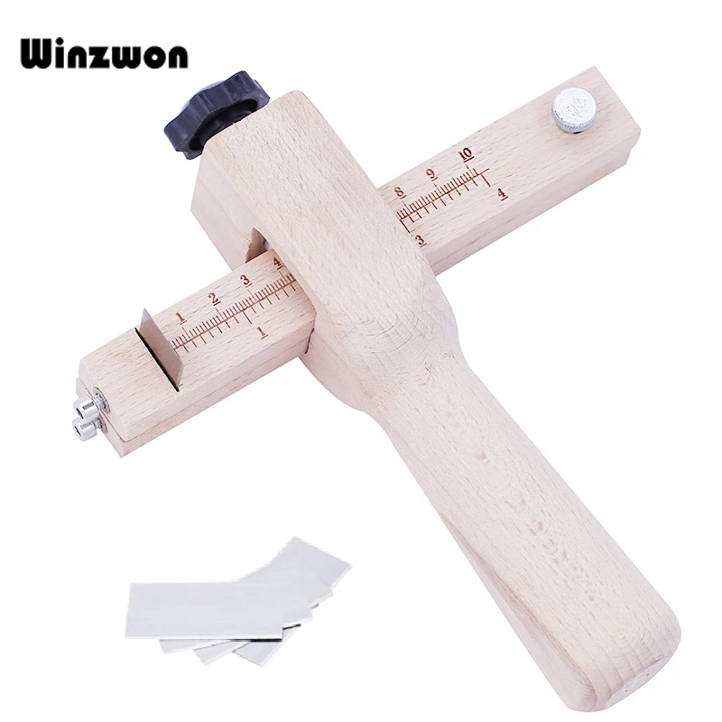 

Wooden Adjustable Leather Strap Cutter Leathercraft Belt Strapcutter DIY Hand Cutting Tools With 5 Sharp Blades