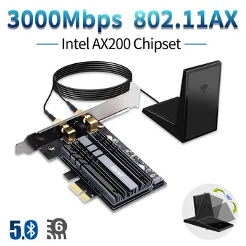 

Dual Band 3000Mbps Wireless WiFi Network Card Adapter With Wi-Fi 6 AX200NGW 2.4Gbps 802.11 ac/ax BT 5.0 For Desktop Win 10