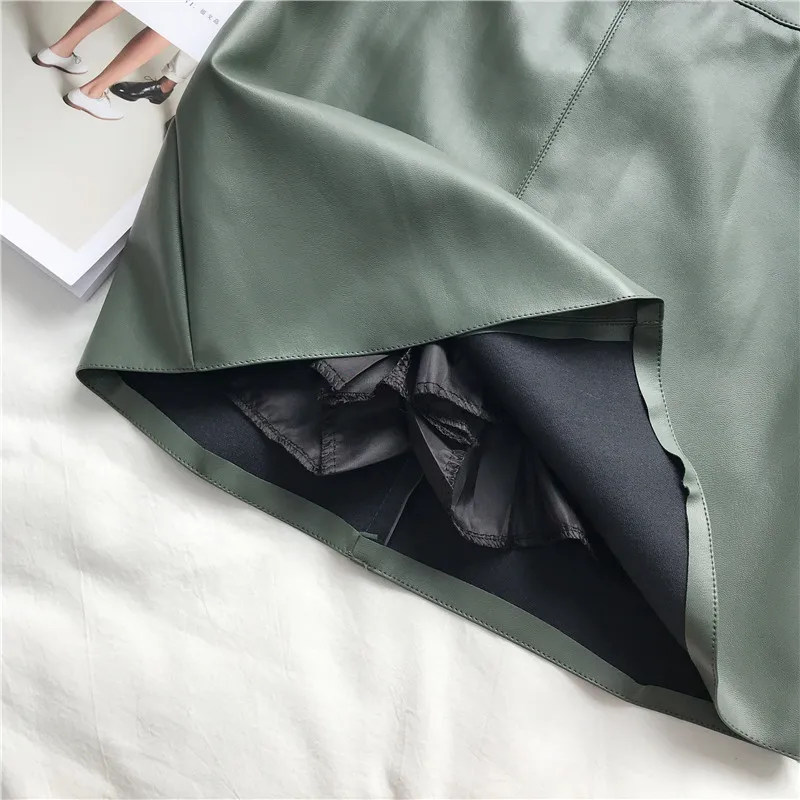 Зимние женские юбки из искусственной кожи, модные офисные женские короткие юбки из искусственной кожи, женские Облегающие юбки из искусственной кожи
