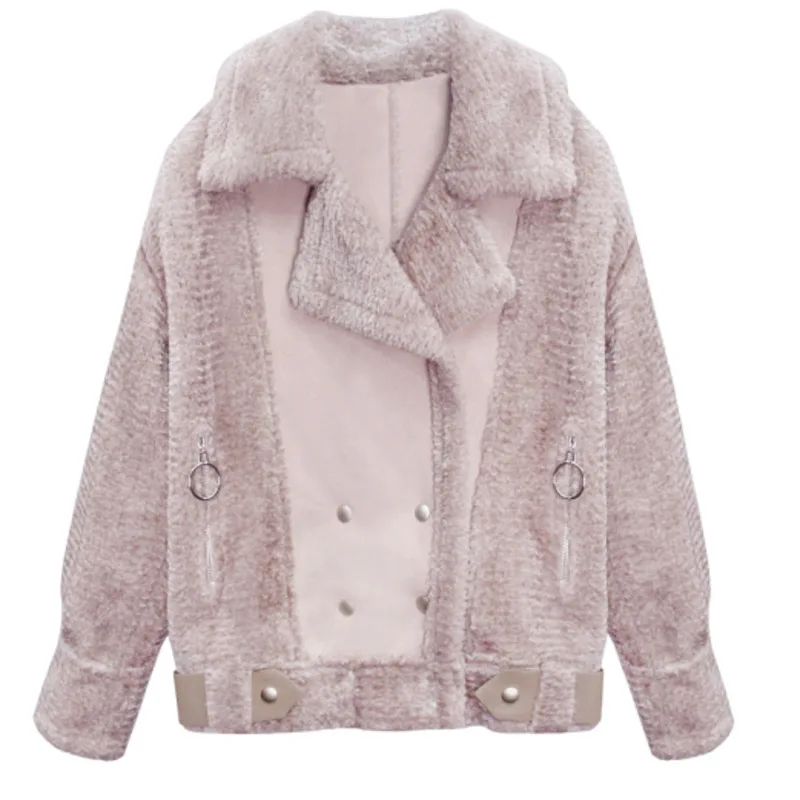 Плюшевое свободное зимнее пальто из искусственного меха, Женская куртка из искусственной оленьей кожи, куртка размера плюс, женская верхняя одежда и пальто