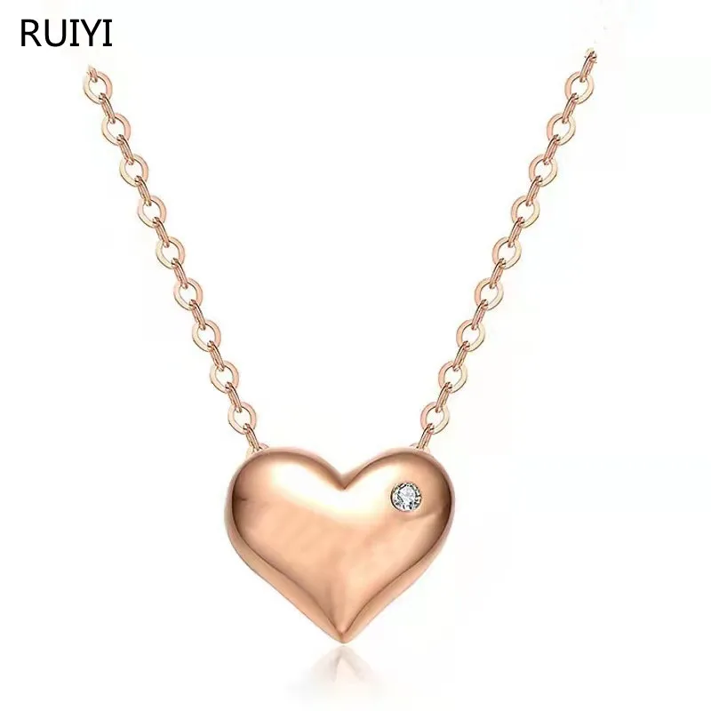 

Ожерелье RUIYI Real 18K, натуральное женское колье с простым сердцем, чистое золото AU750, цепочка для женщин, ювелирные изделия в подарок