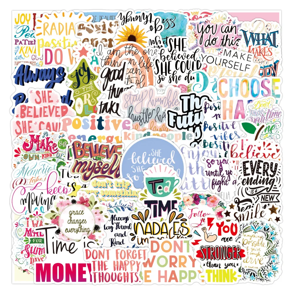 Pegatina con frases motivadoras para ordenador portátil, pegatina con frases de frases a prueba de agua para teléfono, monopatín, oficina, estudio, habitación, grafiti, 10/30/50 Uds.
