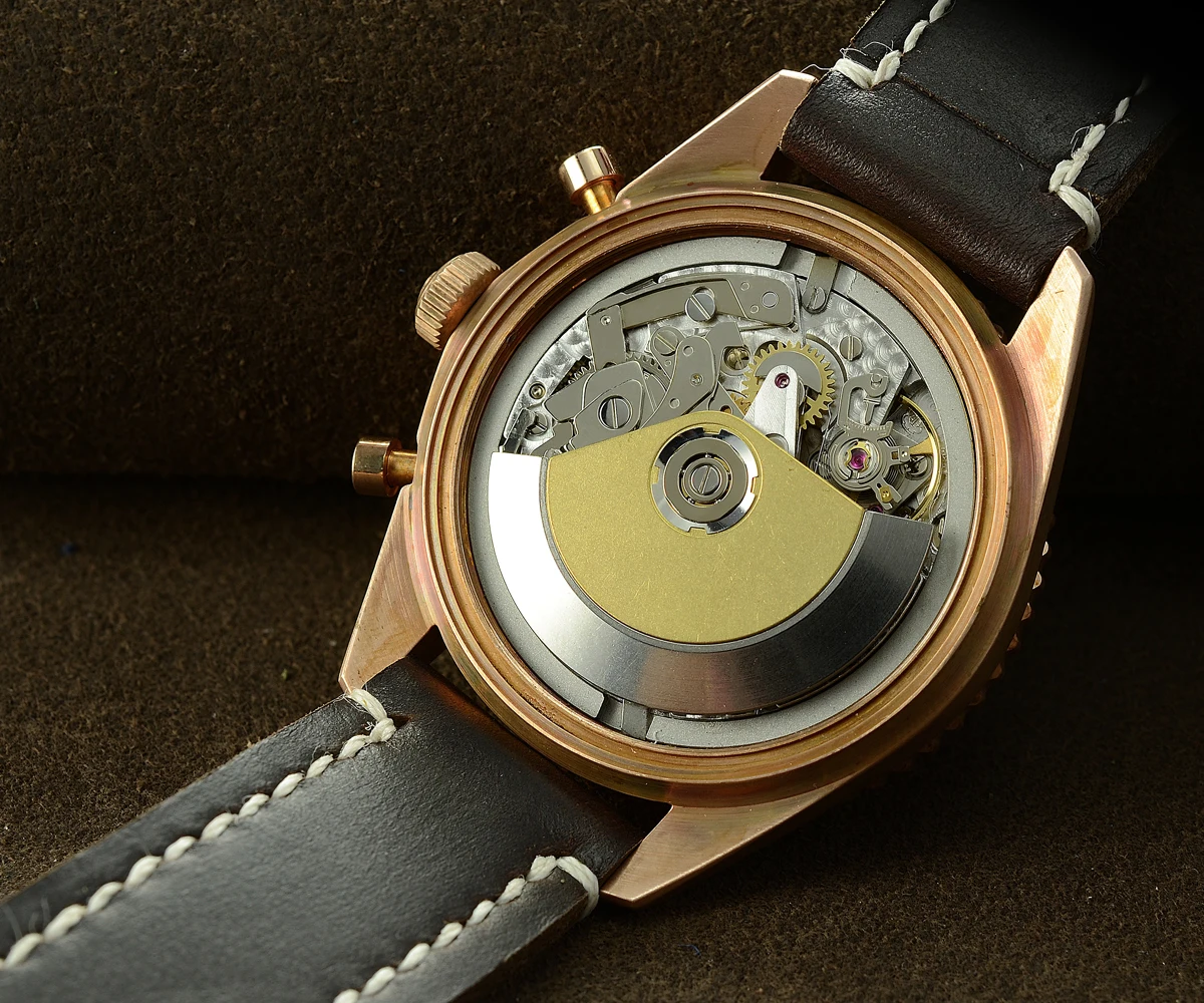 Lugyou Сан Мартин Роскошные полностью бронзовые мужские часы Автоматические ETA 7753 200 м Водонепроницаемость сапфировое стекло кожаный ремешок поворот
