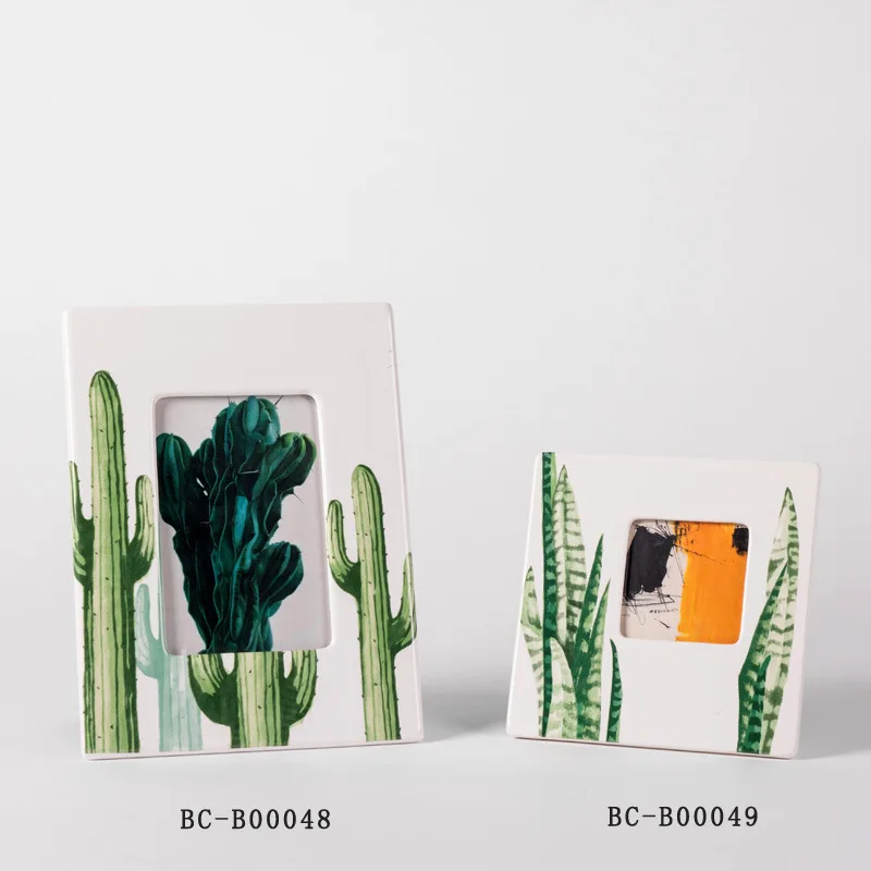 

Cactus Ceramic Photo Frame Simple Fashion Style Ceramic Crafts Rectangular Photo Frame Decoration Daqian Wholesale