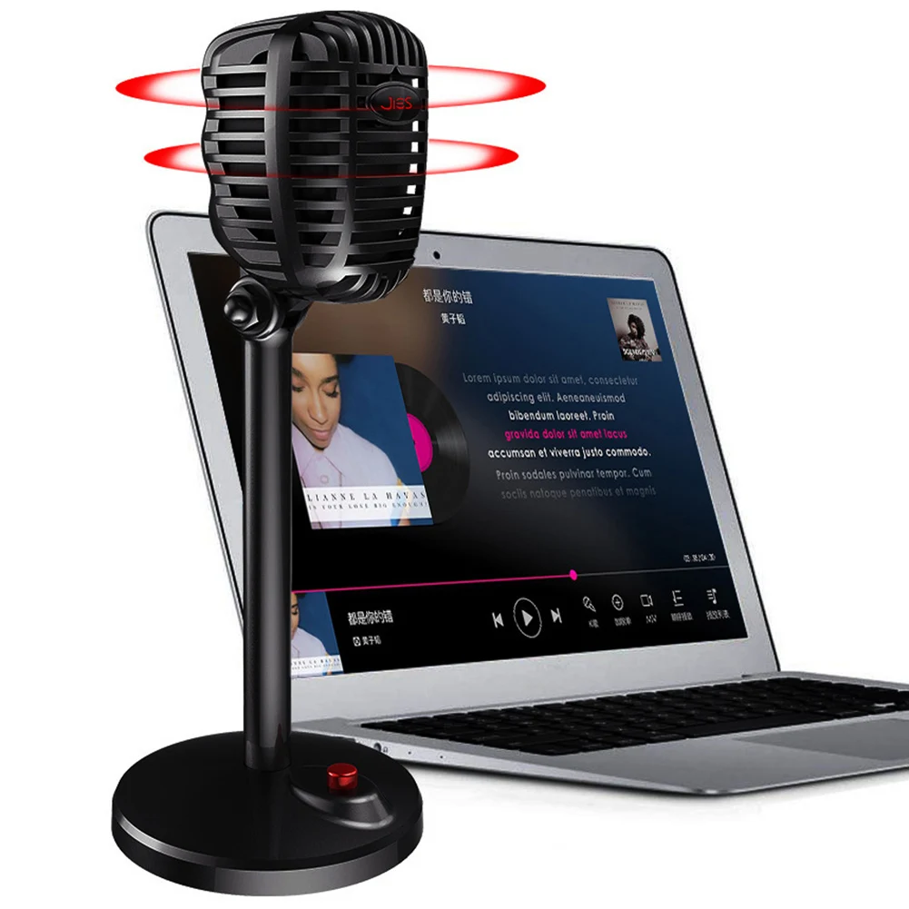 Ретро HD Studio 3,5 мм USB игровой конденсатор микрофон сеть аудио караоке микрофон Профессиональный Запись настольный микрофон