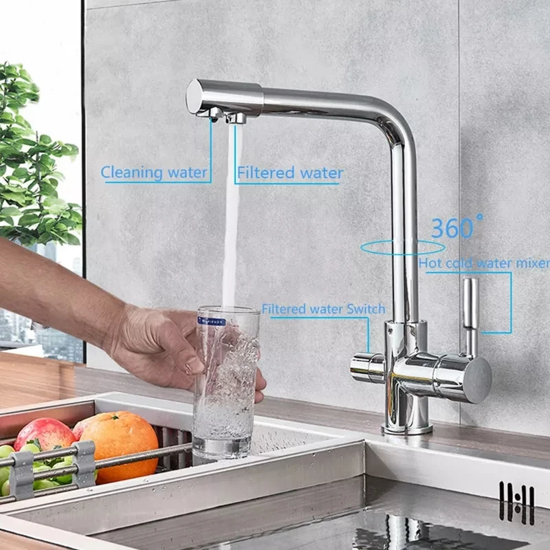 Filter Kitchen Faucet Drinking Pure Water Black Gold Kitchen Faucet Dual Handle Seven Letter Design 360 Rotation Hot And Cold small kitchen sink