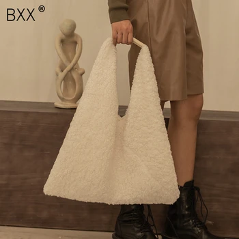 

[BXX] Faux Fur Bags for Women 2020 Winter Soft Small Crossbody Shoulder Bag Women's Branded Trending Handbags and Purses HP476