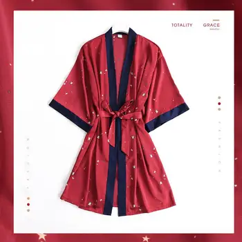

2020 Wedding Morning Robe Girlfriends Pyjamas Party Bride Red Robes Wedding Bridesmaid Spring Summer Bathrobe Lace Dress Gift