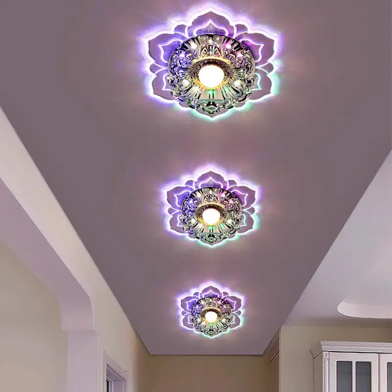 Многоцветный Современный хрустальный светодиодный потолочный светильник 5 Вт, настенный светильник для украшения дома, лампа для балкона, светильник для крыльца, светильник для коридоров