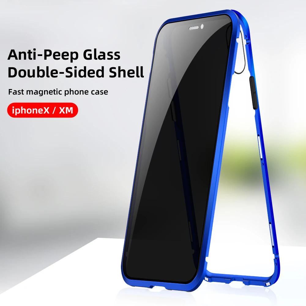 Защитный Магнитный чехол из закаленного стекла для iPhone 11, 11pro, XS MAX, XR, X, противоскользящий магнит, металлический бампер для iPhone 8, 7, 6, 6S Plus