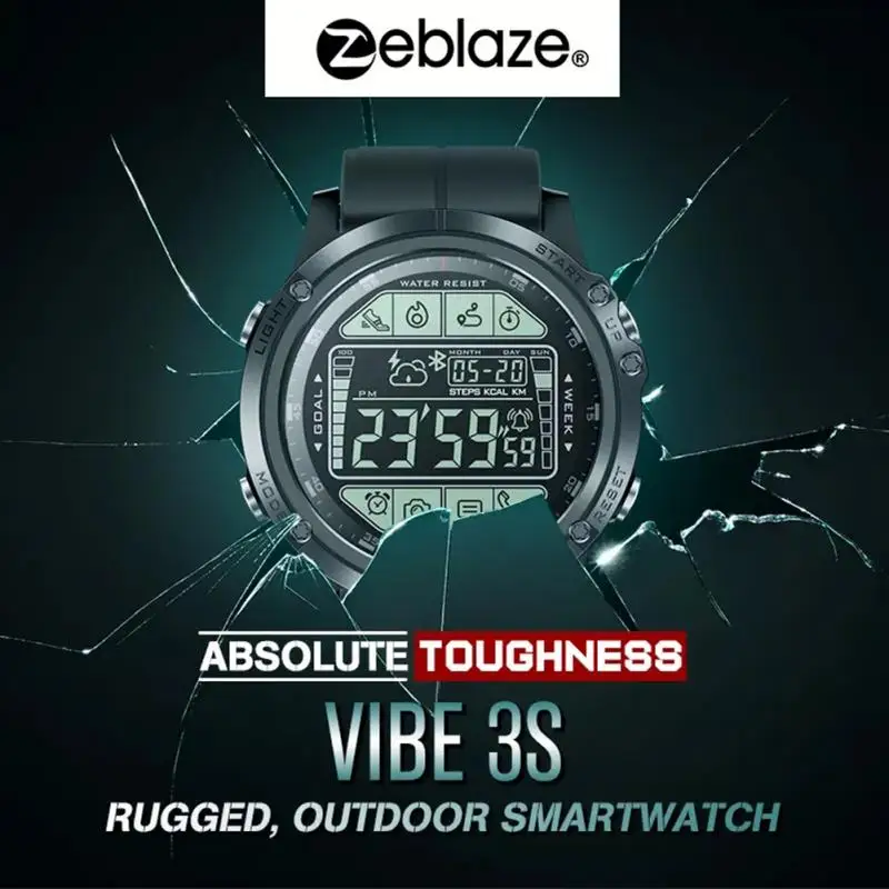  Zeblaze VIBE 3S Smart Watch Alarm 1.24inch Display Bluetooth LED Backlight Realtime Weather for iOS