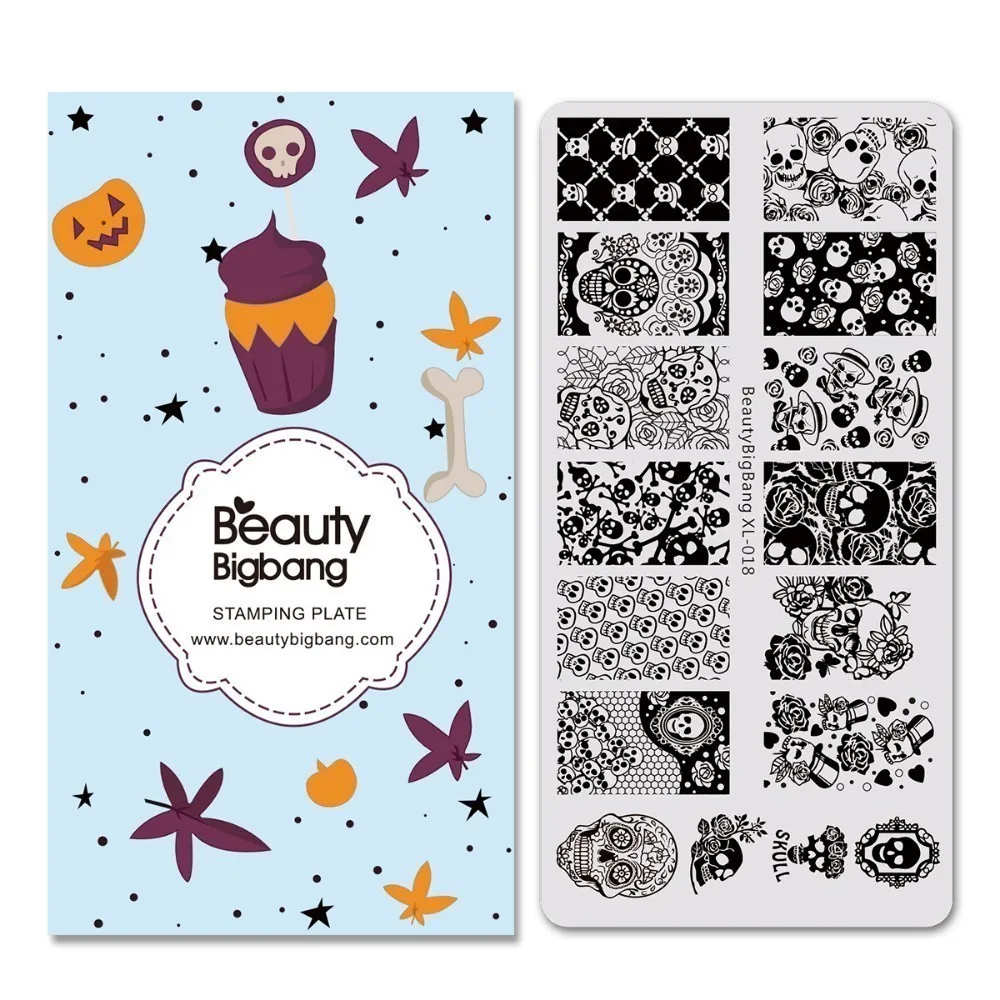 BeautyBigBang 7 шт./компл. на тему Хеллоуина пластины для стемпинга ногтей трафарет для тиснения с геометрическим принтом нейл-арта шаблон