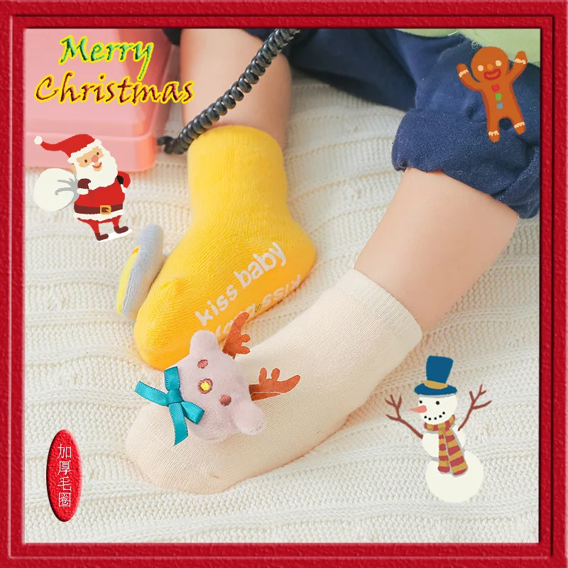 3 пары, детские Нескользящие носки-тапочки для малышей носки с рождественскими кукольными рисунками носки-тапочки 13 видов T11 tz01