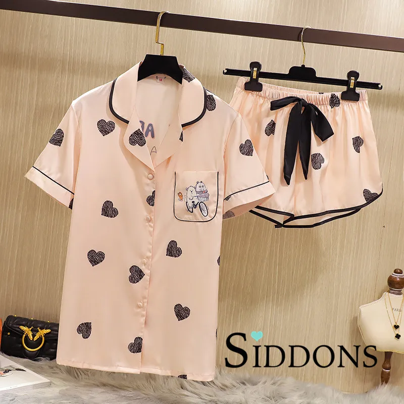 Siddons 2020 Summer New Pajamas Women's Spring Silk Thin Section Summer Loose Simulation Silk Two-piece Suit Home Service