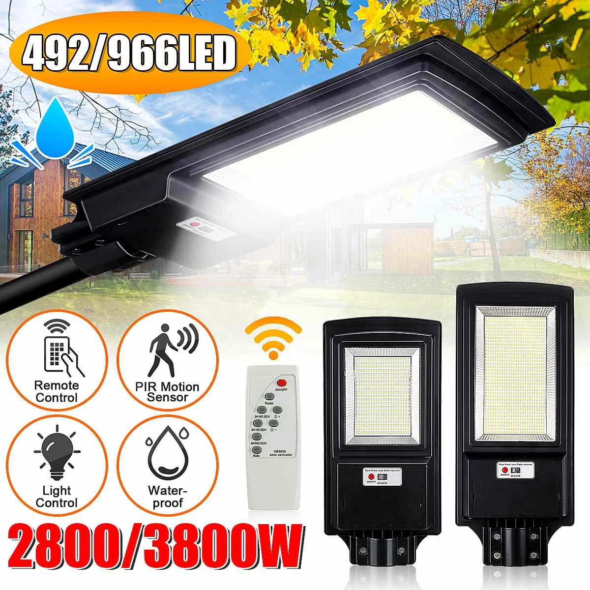 2800W 3800W Led Zonne-straat Licht Met Afstandsbediening 8500K Straat Lamp Outdoor Tuin Wandlamp Industriële veiligheid Verlichting 2800W 3800W Led Zonne-straat Licht Met Afstandsbediening 8500K Straat Lamp Outdoor Tuin Wandlamp Industriële veiligheid Verlichting
