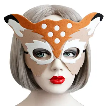 

Adult Kids Christmas Masquerade Mask Cute Sika Deer Felt Half Face Eyemask Props
