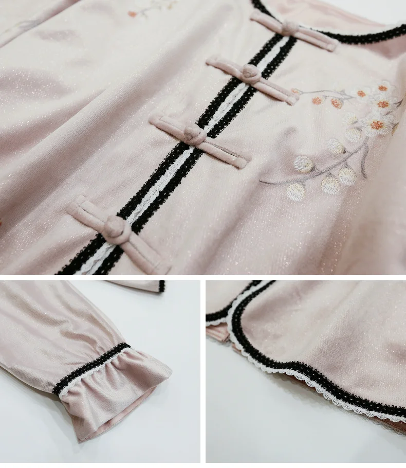 ROJAY Cheongsam Топ, китайский стиль, модное пальто, открывание спереди, кружевной Тан костюм для женщин, молодых, Осенний